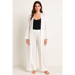 A.Peace White Sheer Kimono & Pants Set Long Sleeve Resort Beachwear S